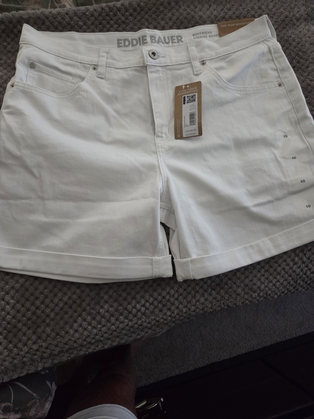 Eddie Bauer White Roll-Cuff Boyfriend Jean Shorts